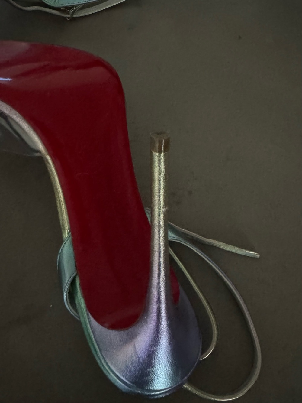 Christian Louboutin Spikaqueen Iridescent Crystal-Embellished Ankle-Strap Pumps - Picture 9 of 9